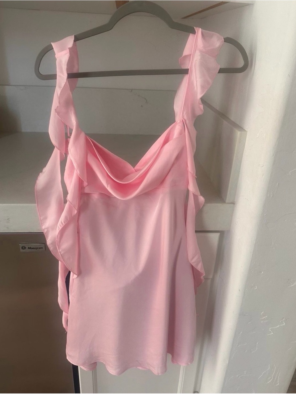 Silk Pink Ruffle Mini dress BRAND NEW